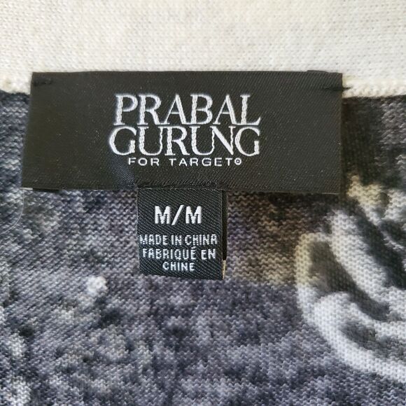 Prabal Gurung Womens M Black & White Floral Print V Neck Button Cardigan Cotton - Picture 2 of 11